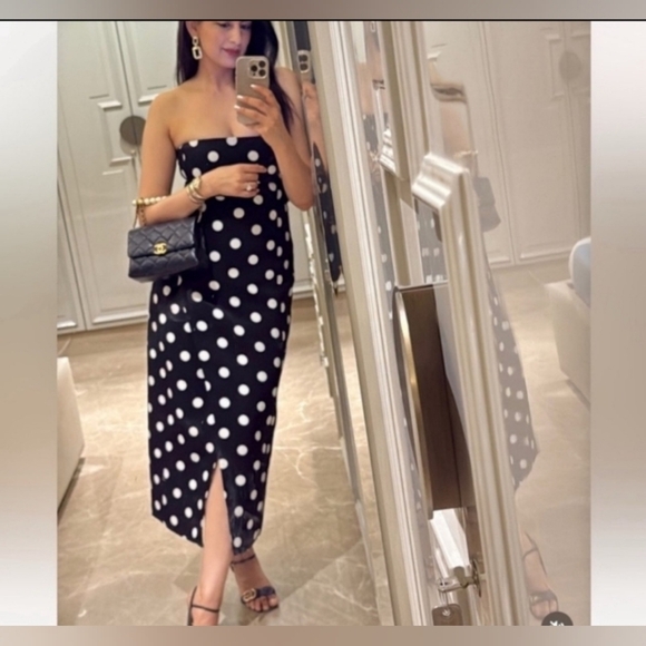 Zara ZW Collection Polka Dot Strapless Dress - Picture 5 of 9